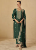 Vegaa Fashion Green Viscose Silk Jacquard Wedding Wear Salwar Suit | Grocsy