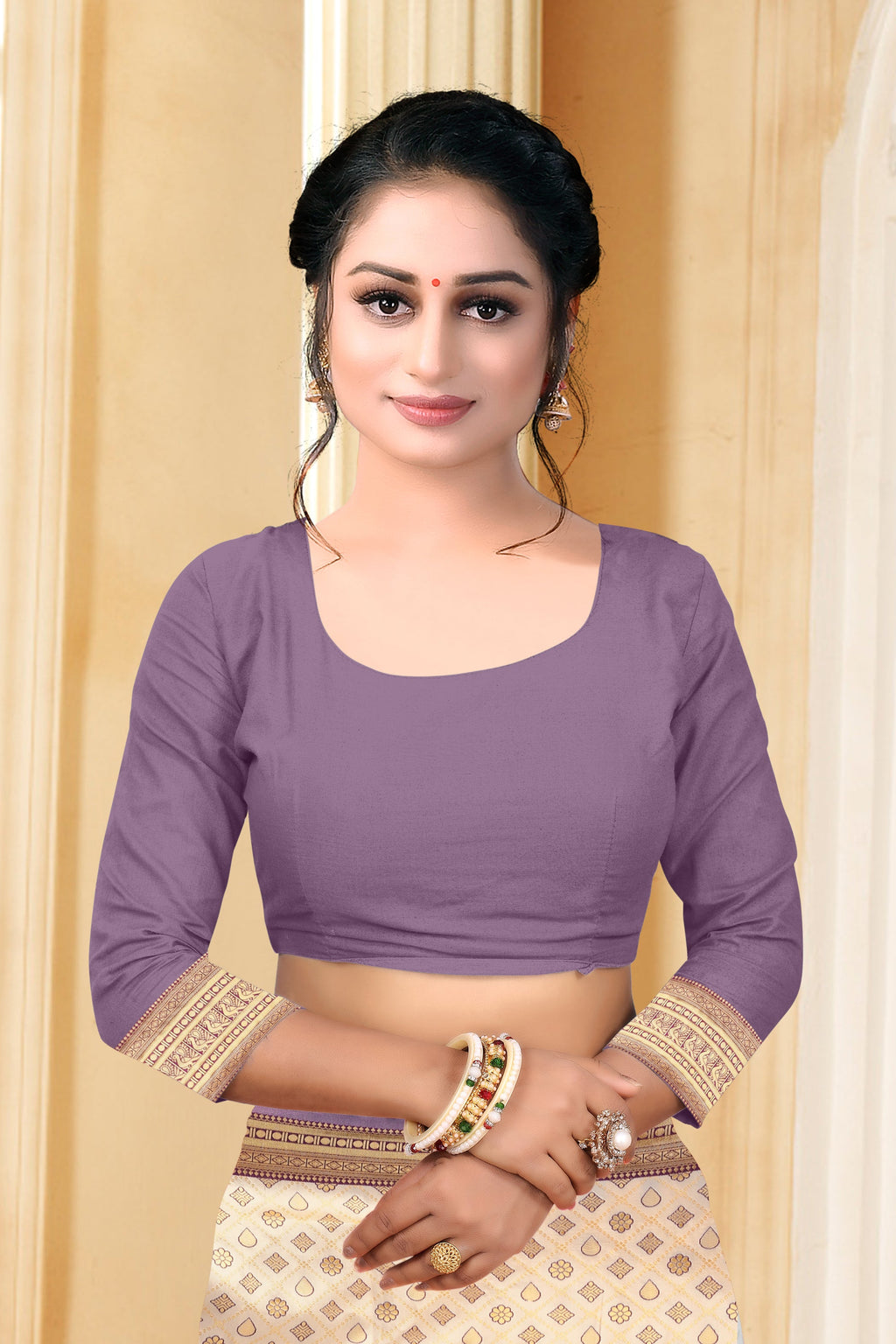 Vedant Vastram Litchi Silk Designer Banarasi Saree - Cream | Grocsy