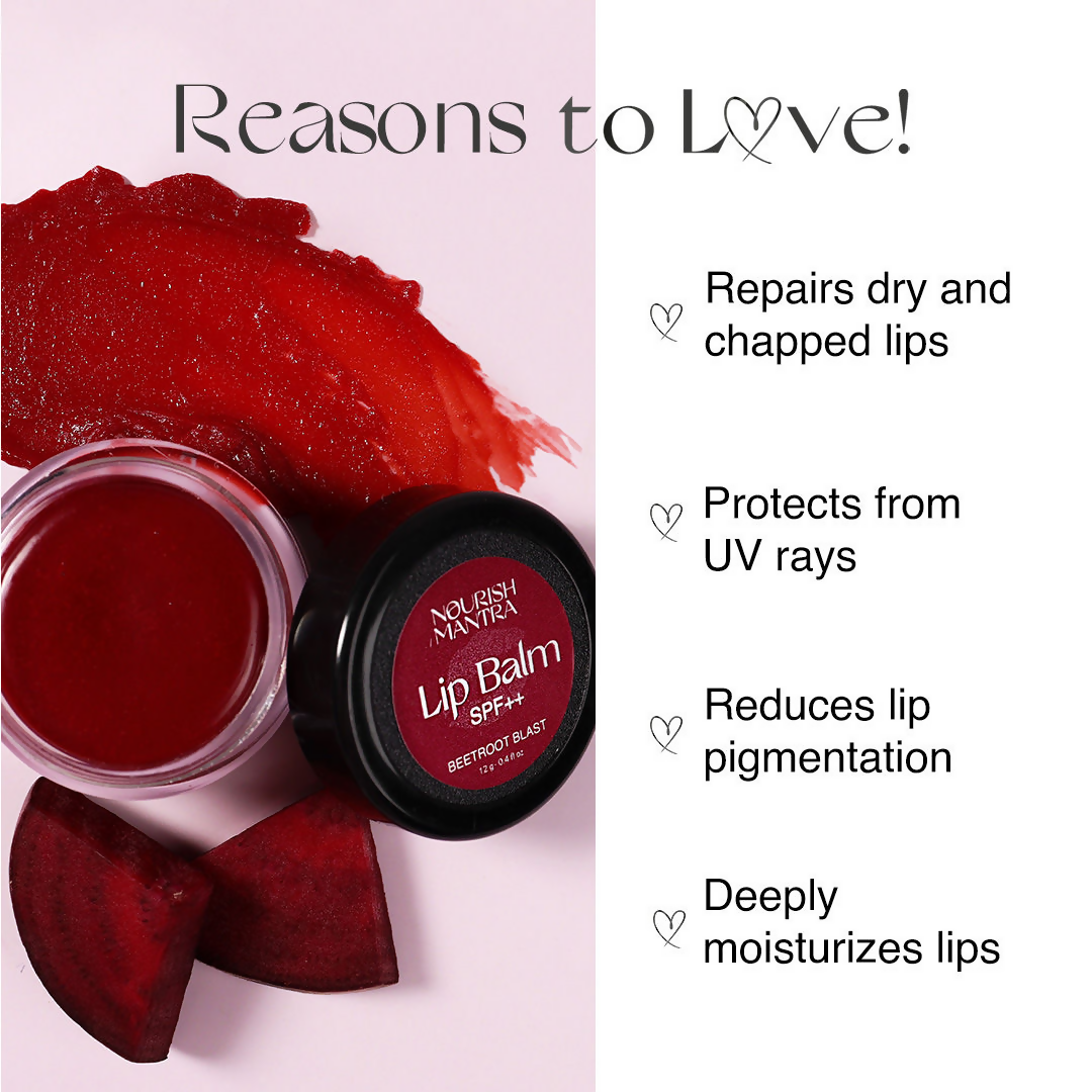 Nourish Mantra Beetroot Blast Lip Balm With SPF & Olive Oil For Soft & Moisturized Lips | Grocsy