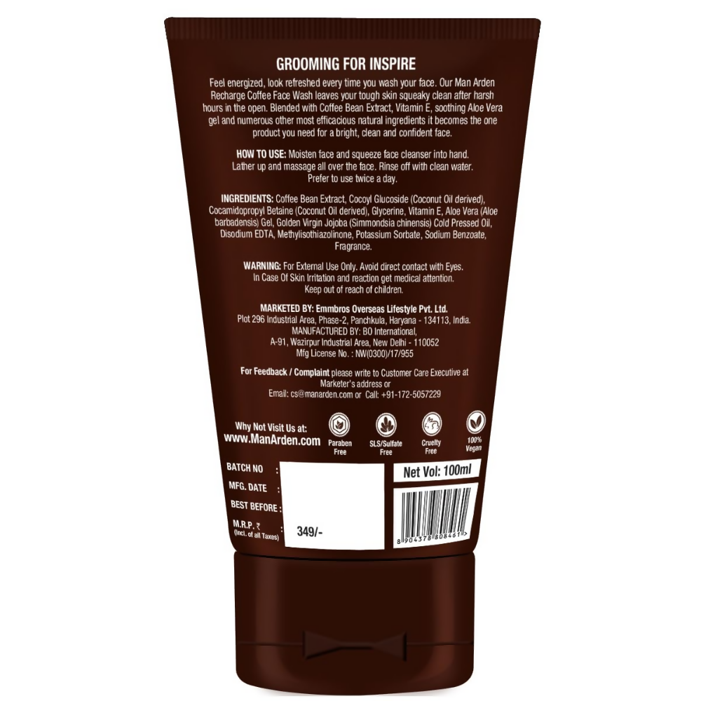 Man Arden Coffee Face Wash - No Parabens, Sulphate, Silicones | Grocsy