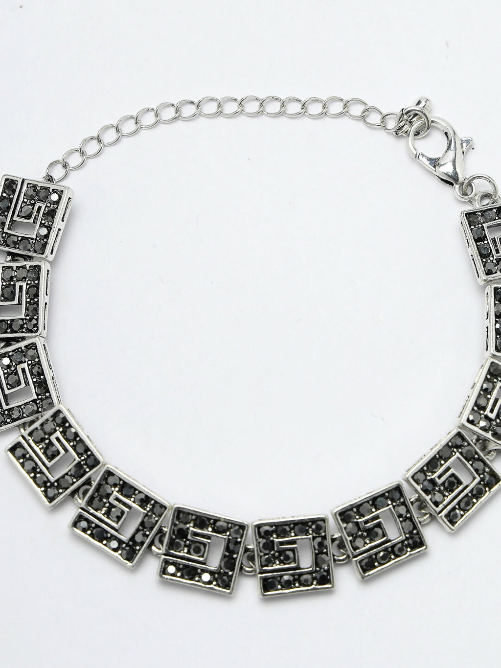 NVR Women American Diamond Rhodium-Plated Link Bracelet
