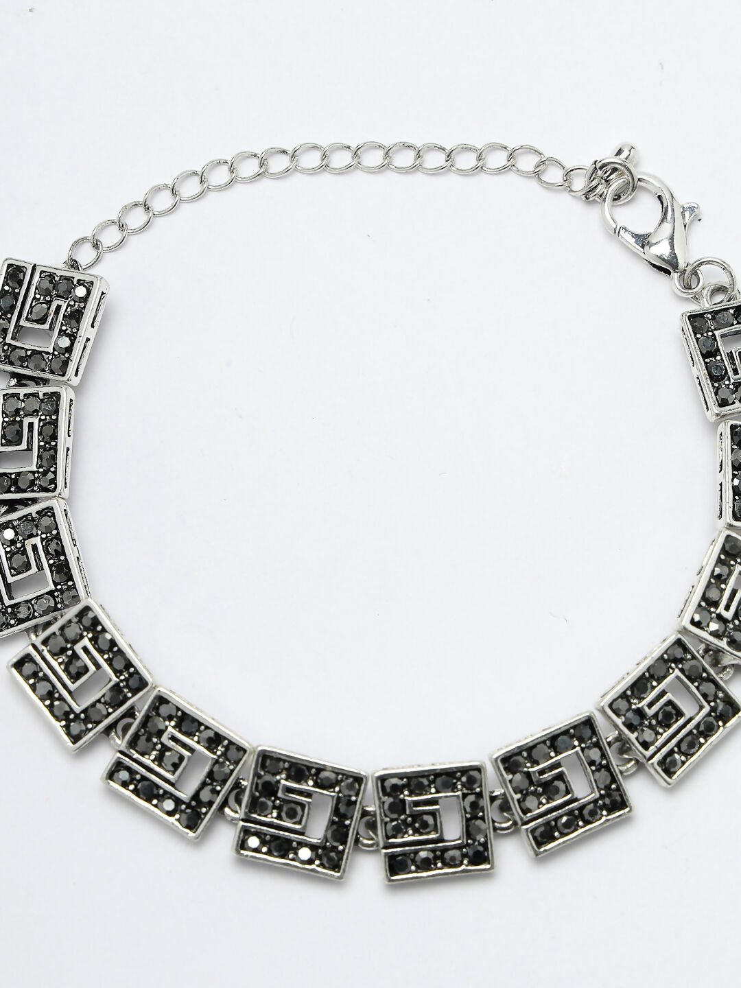 NVR Women American Diamond Rhodium-Plated Link Bracelet