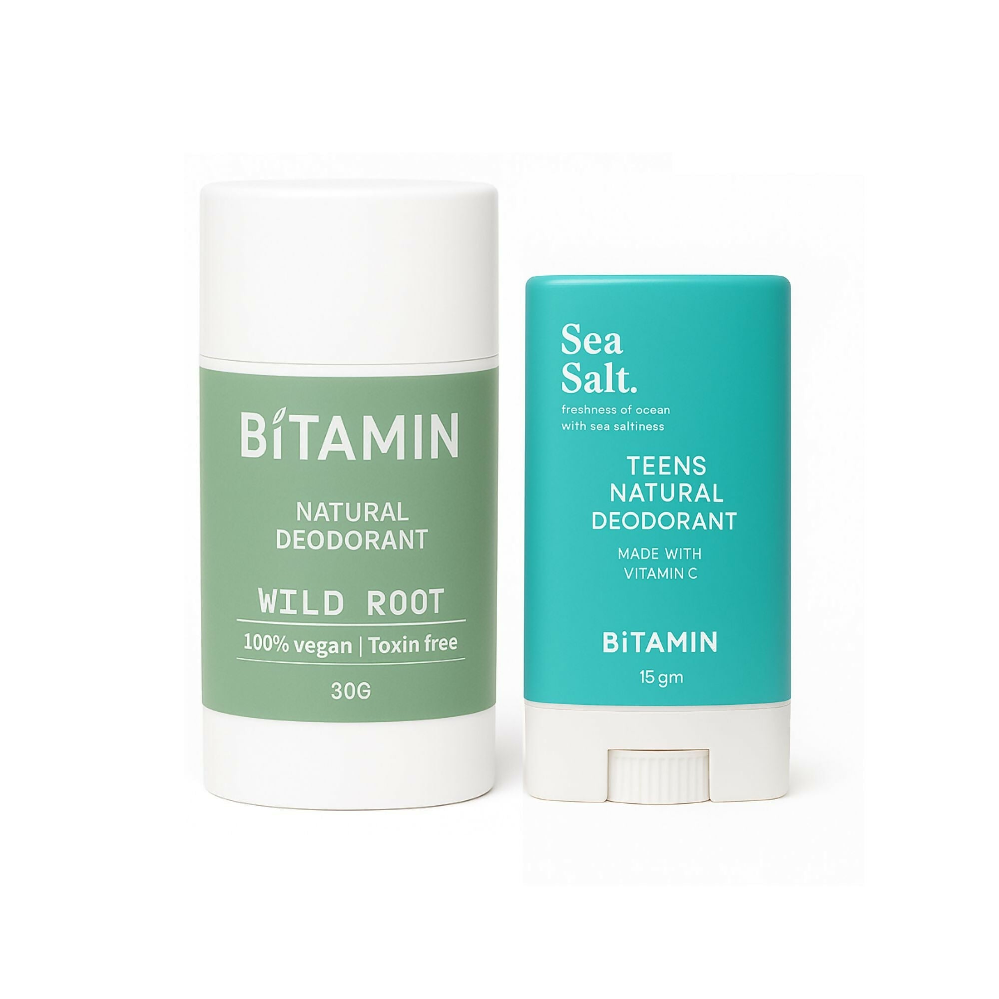 Bitamin Natural Deodorant Sea Salt Teens, Wild Root Roll On Dad & Son Pack | Grocsy