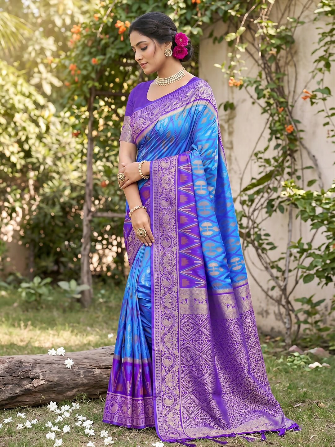 Shree Shyam Fashion Sky Blue Soft Silk Saree | Grocsy