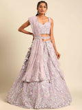 House of Panchhi Lavender Net Sequins and Zarkan embroidery Lehenga choli & Dupatta | Grocsy