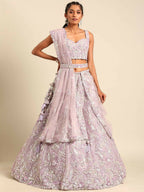 House of Panchhi Lavender Net Sequins and Zarkan embroidery Lehenga choli & Dupatta | Grocsy