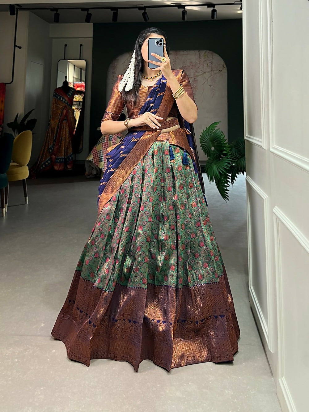 Vastranavya Specially Design To Wear In Wedding, Functions And Special Occasions Lehenga Choli - Navy Blue | Grocsy