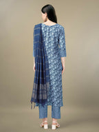 Jyoti Fashion Women's Light Blue Rayon Embroidery & Sequence work Kurta with Trouser & Dupatta | Grocsy