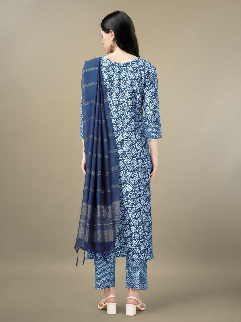 Jyoti Fashion Women's Light Blue Rayon Embroidery & Sequence work Kurta with Trouser & Dupatta | Grocsy