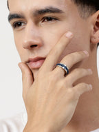NVR Men's Rhodium Plated Stainless Steel Finger Ring | Grocsy