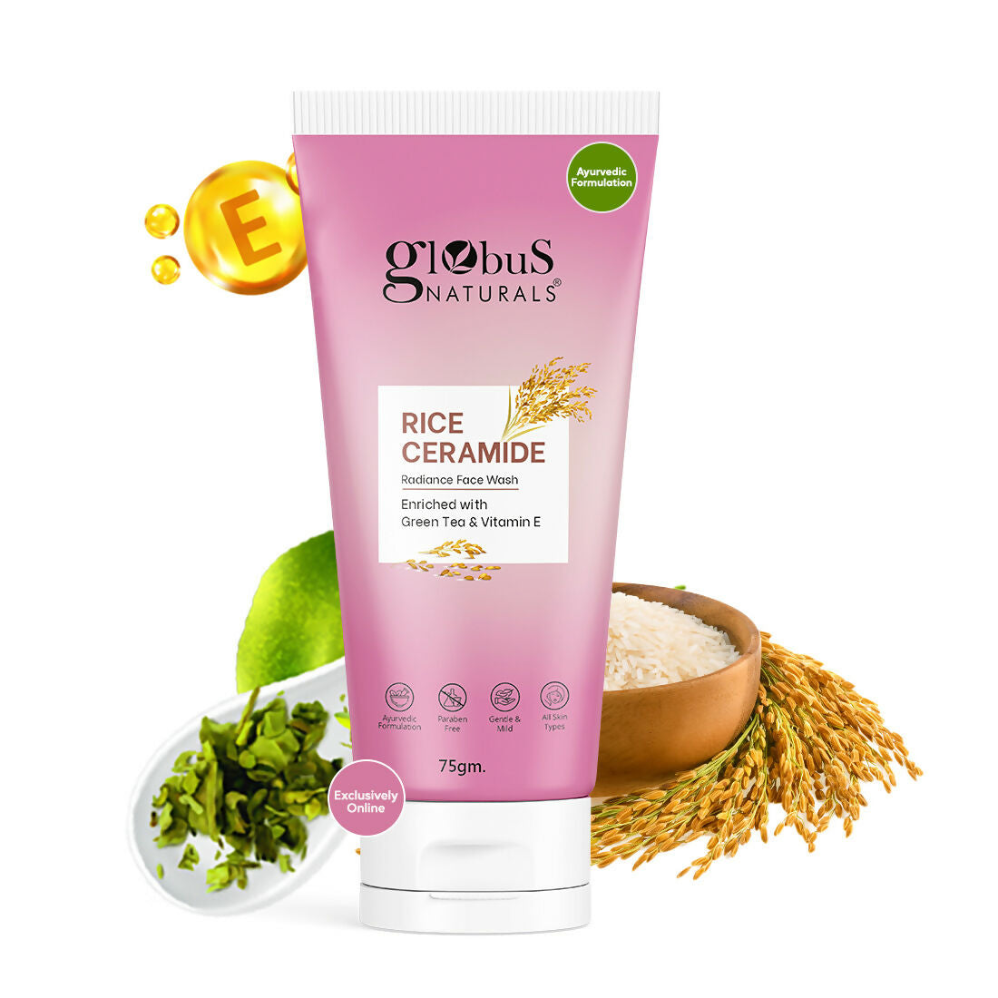 Globus Naturals Rice Ceramide Face Wash | Grocsy