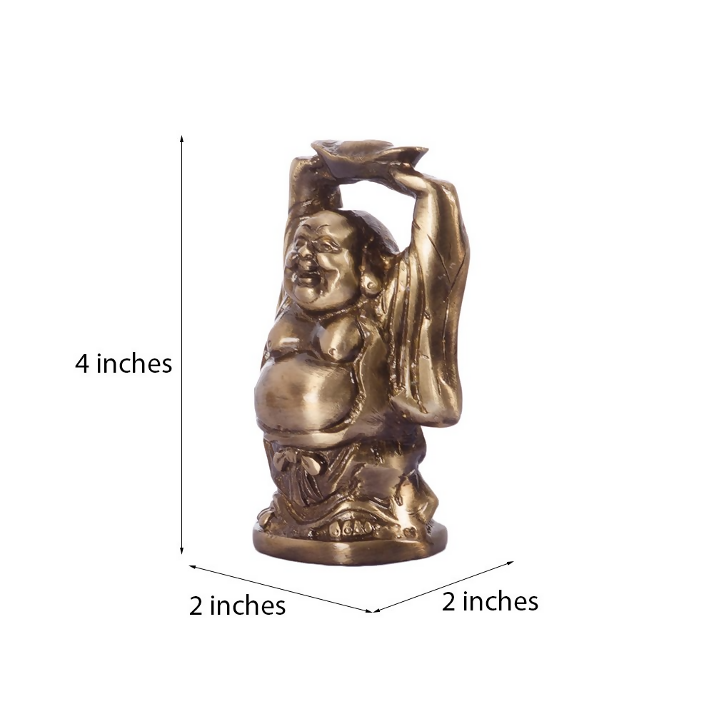eCraftIndia Antique Finish Laughing Buddha Brass Showpiece | Grocsy