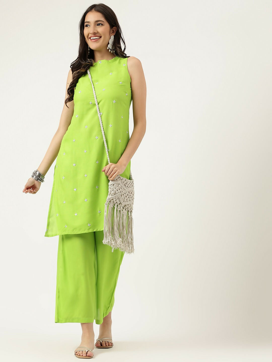Joban Fashion Green Rayon and Embroidered Work Straight Kurta Bottom Set | Grocsy
