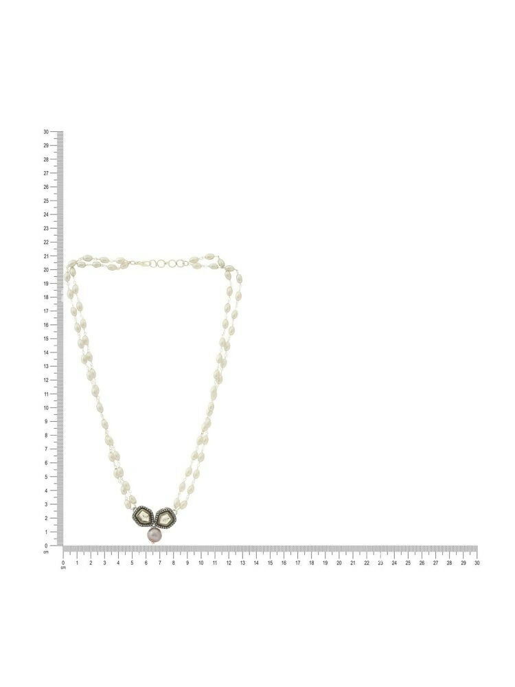 Beaded Chain with Kundan Drop necklace ru raang - Ruby Raang | Grocsy