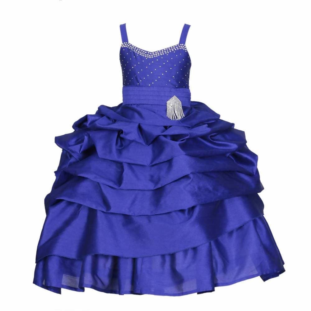 Asmaani Baby Girl's Blue Colour Satin A-Line Maxi Full Length Dress (AS-DRESS-22119) | Grocsy