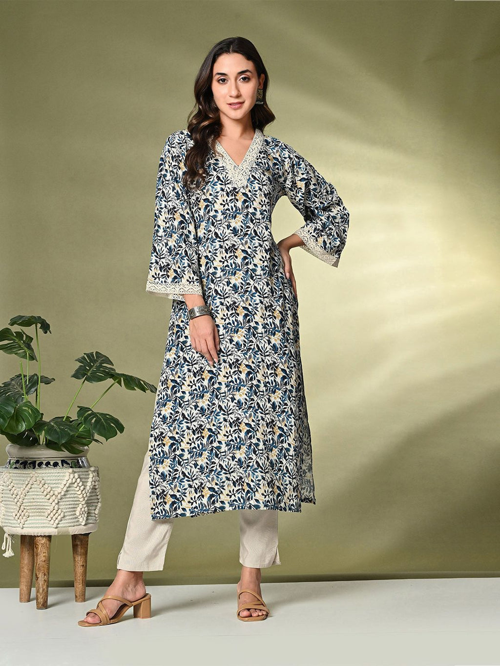 Sangria Printed A-Line Kurta | Grocsy