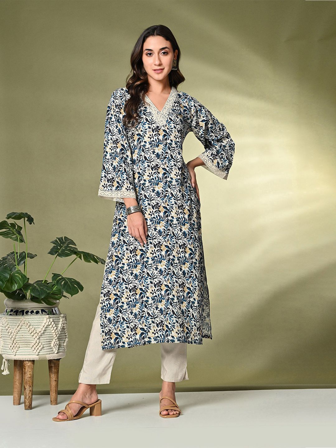 Sangria Printed A-Line Kurta | Grocsy