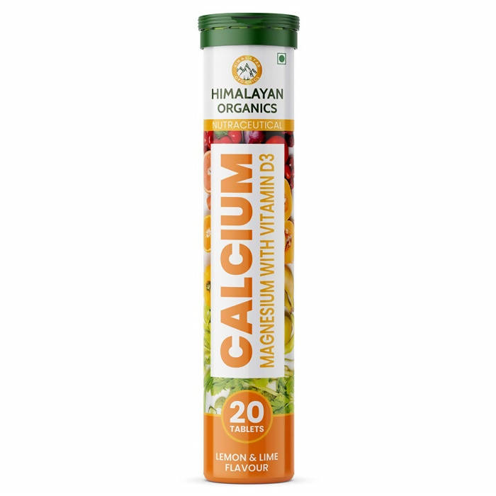Himalayan Organics Calcium, Magnesium With Vitamin D3 Lemon & Lime Flavour Tablets | Grocsy