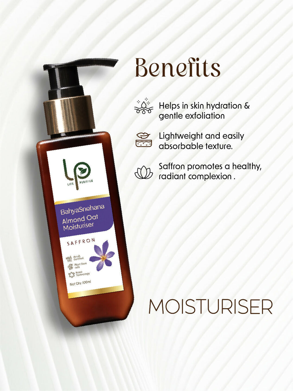 Life Purified Bahyasnehana Almond Oat Moisturiser - Body Lotion - Saffron | Grocsy