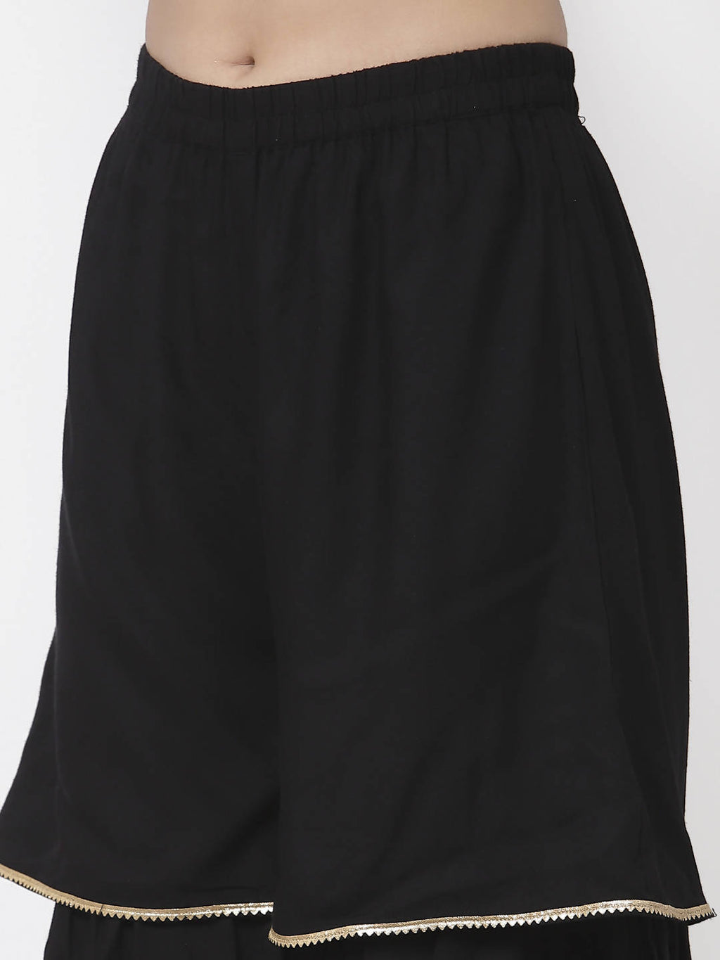 Myshka Women Black Rayon Solid Sleeveless Round Neck Kurta With Sharara & Dupatta Set | Grocsy