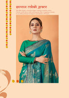 Blue Kanjivaram two tone Silk Woven Design Saree With Unstitched Blouse Piece - Norita Royal Pradha | Grocsy