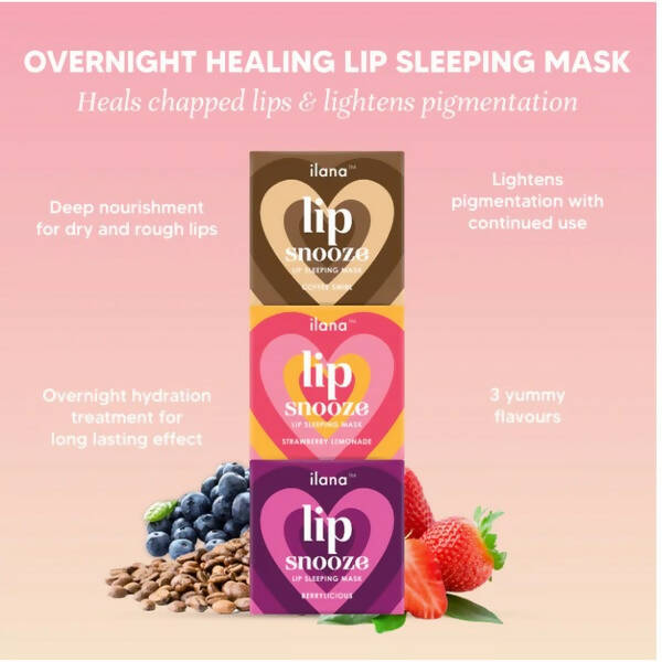 Ilana Lip Snooze Overnight Healing Vegan Lip Mask - Strawberry Lemonade | Grocsy