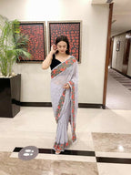 Vamsee Sandhya Grey Georgette Saree | Grocsy