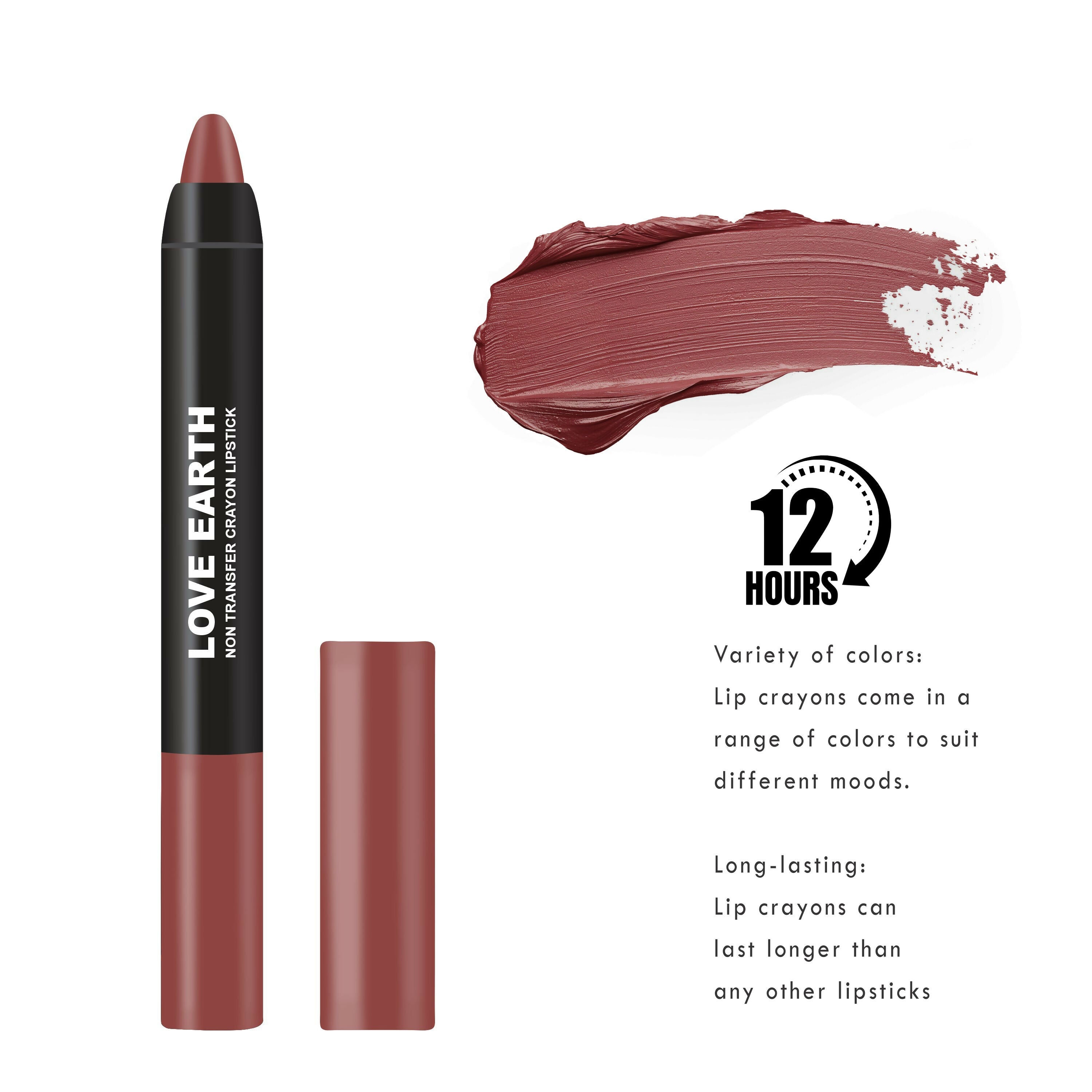 Love Earth Lip Crayon Non-Transfer Lipstick - Summerina Brown | Grocsy