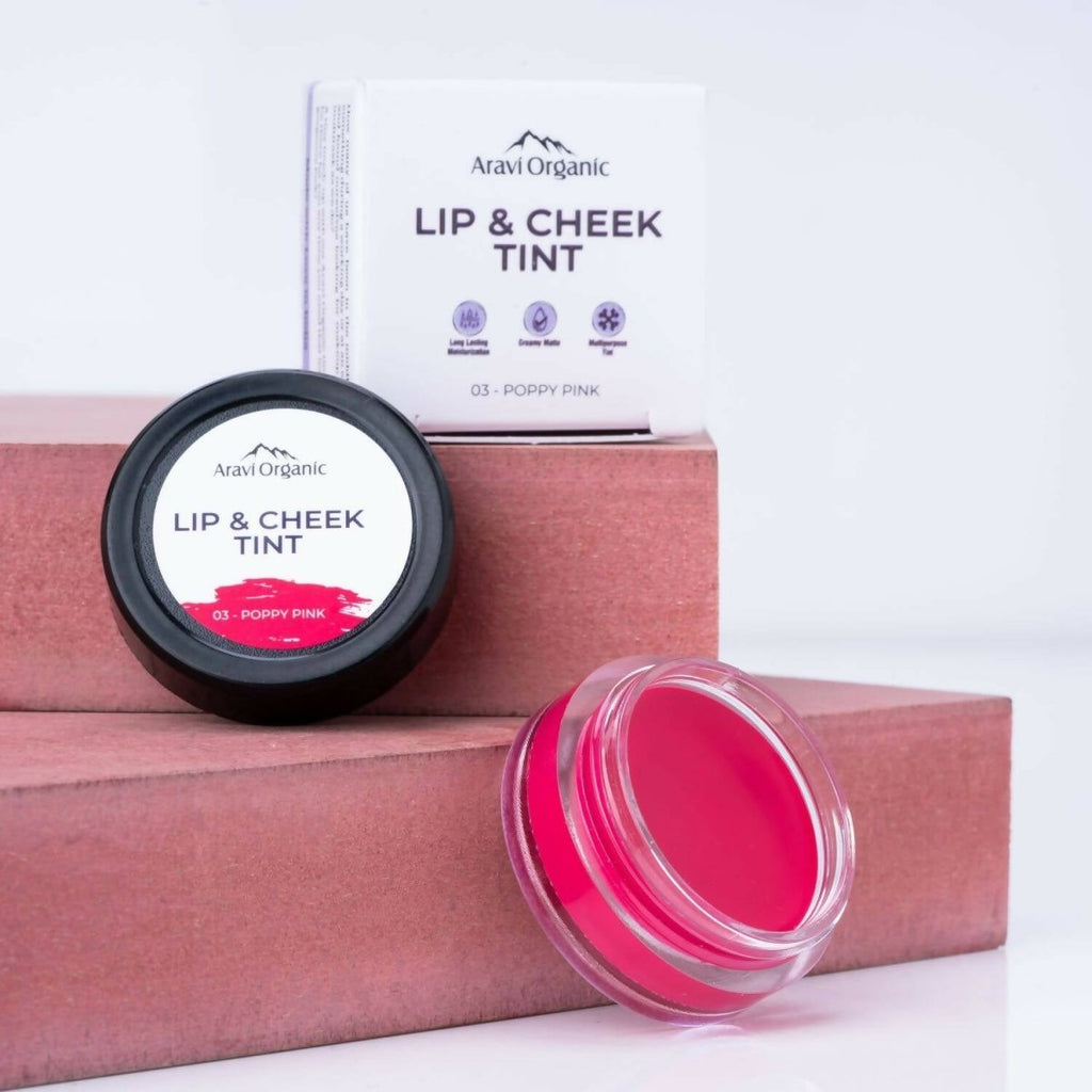 Aravi Organic Everyday Vegan Lip and Cheek Tint Balm Lip Tint - Poppy Pink | Grocsy