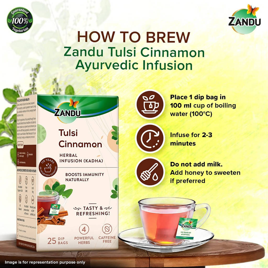 Zandu Tulsi Cinnamon Ayurvedic Infusion Tea | Grocsy