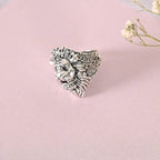 NVR Men Silver-Plated Lion Face Finger Ring | Grocsy