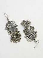 NVR Women's Silver-Toned Elephant Design German Silver Oxidised Dome Shaped Jhumka Earrings | Grocsy