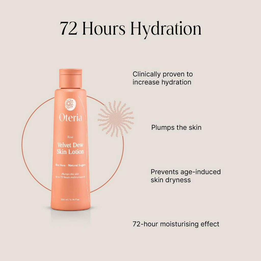 Oteria Luxury Velvet Dew Skin Lotion Luxurious Hydration with Aloe Vera up to 72-hour moisturization | Grocsy