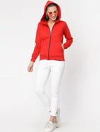 PAVONINE Red Color Casual Winter Wear Hoodie Sweatshirt For Girls | Grocsy
