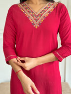 The52 Floral Rayon Fabric Straight Kurta, Pant and Dupatta Set | Grocsy