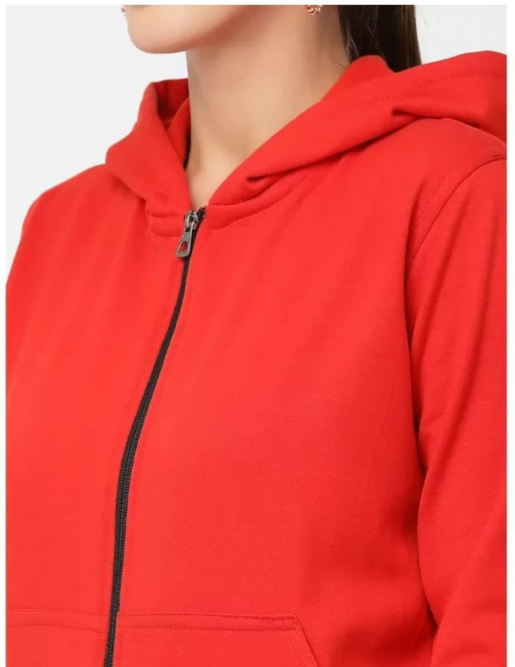 PAVONINE Red Color Casual Winter Wear Hoodie Sweatshirt For Girls | Grocsy