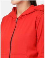 PAVONINE Red Color Casual Winter Wear Hoodie Sweatshirt For Girls | Grocsy
