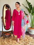 The52 Floral Chanderi Silk Fabric Straight Kurta, Pant and Dupatta Set | Grocsy