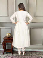 The52 Women's Gorgeous Embroidery Chandrei Fabric Straight Kurta, Pant and Dupatta Set | Grocsy