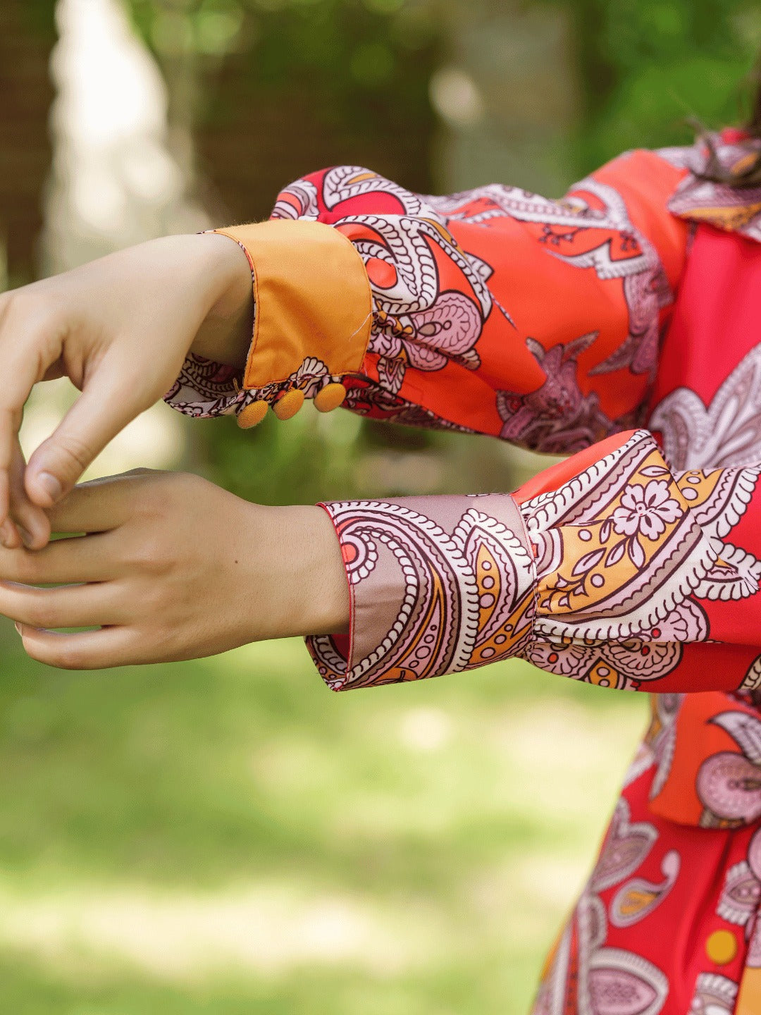 Yufta Red And Yellow Printed Satin Co-Ords | Grocsy
