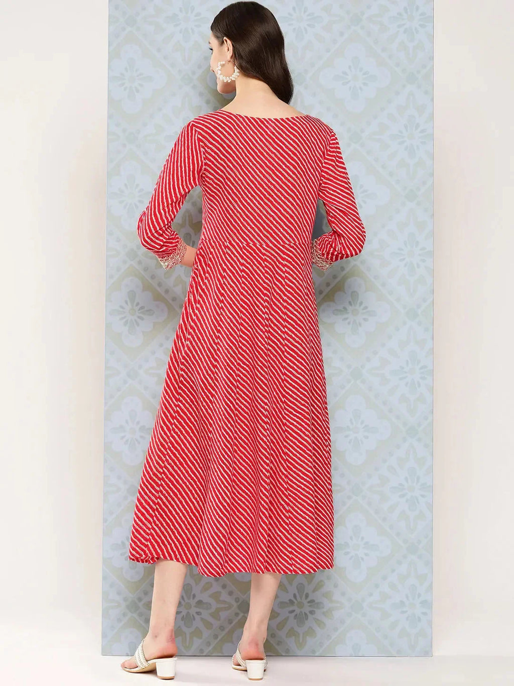 Yufta Red Ethnic A-Line Maxi Dress | Grocsy