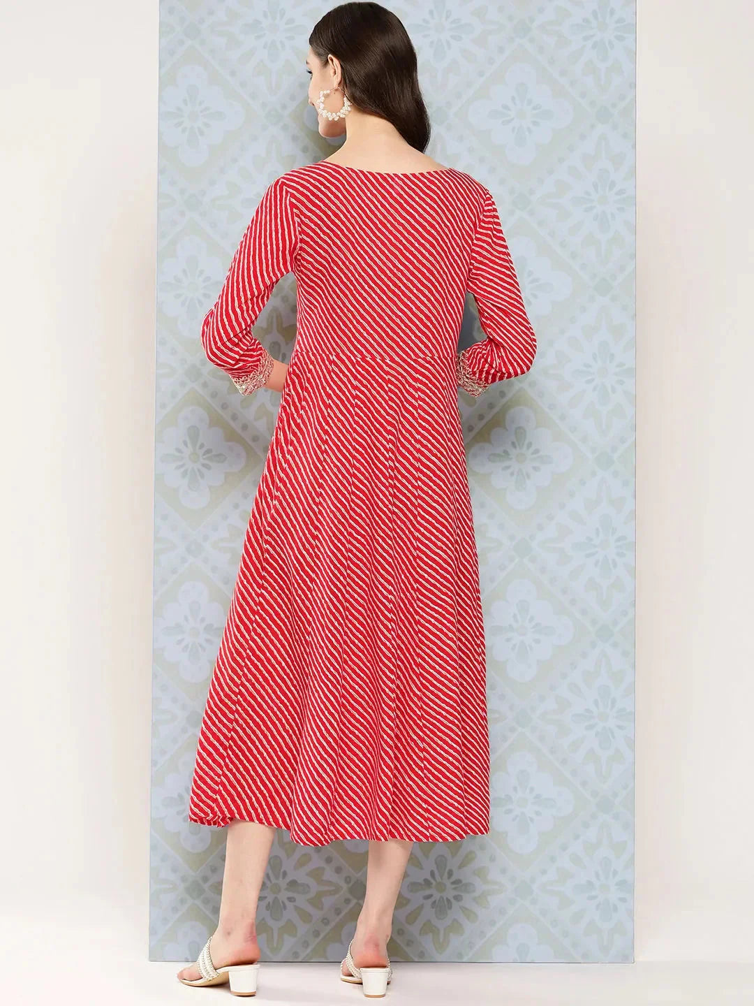 Yufta Red Ethnic A-Line Maxi Dress | Grocsy