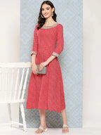 Yufta Red Ethnic A-Line Maxi Dress | Grocsy