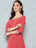 Yufta Red Ethnic A-Line Maxi Dress | Grocsy