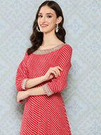Yufta Red Ethnic A-Line Maxi Dress | Grocsy