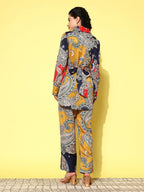 Yufta Red Paisley Printed Satin Co-Ords | Grocsy