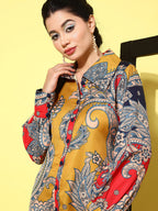 Yufta Red Paisley Printed Satin Co-Ords | Grocsy