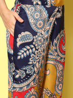Yufta Red Paisley Printed Satin Co-Ords | Grocsy