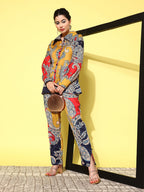 Yufta Red Paisley Printed Satin Co-Ords | Grocsy