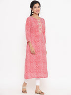 Yufta Red Printed Kurta | Grocsy
